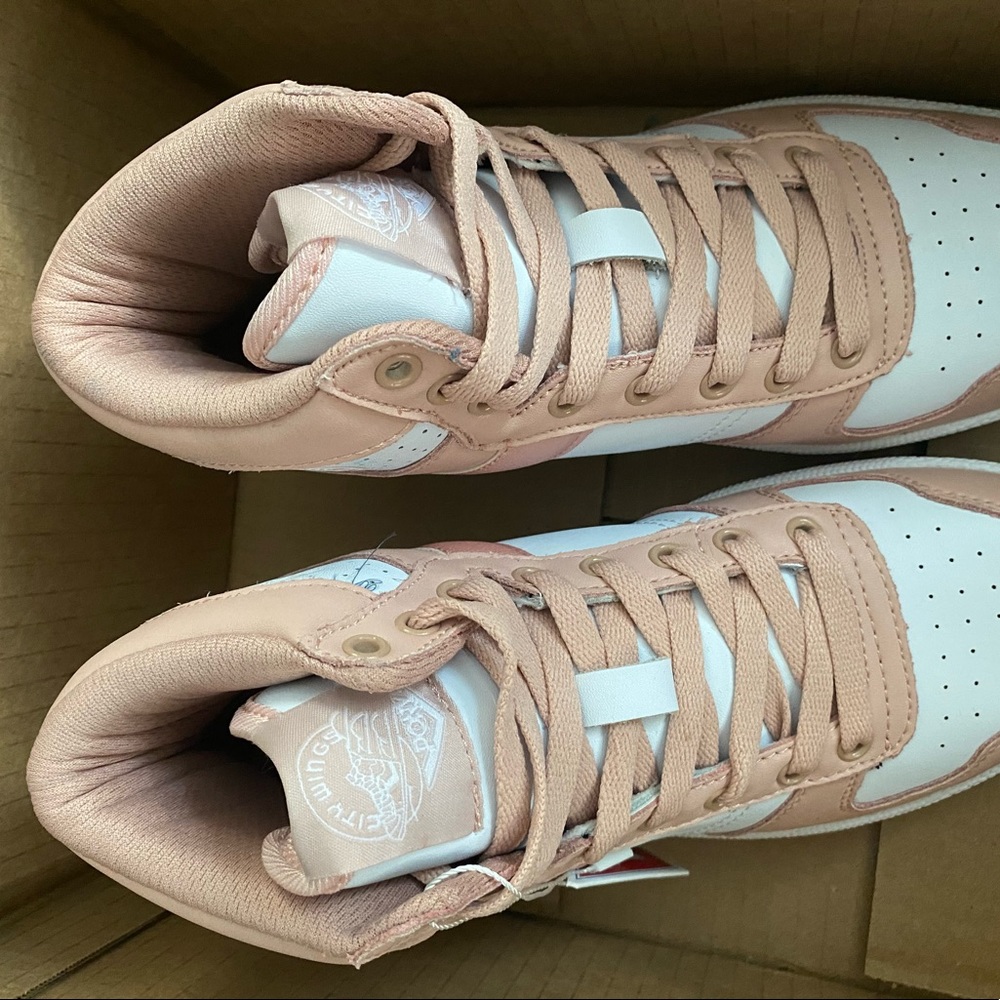 Never worn, pink & white city wing high top pony sneakers